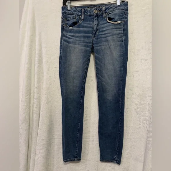 American Eagle Skinny Low Rise Jeans Womens 6 Blue Stretch Jeggings Skater Indie - Picture 12 of 12